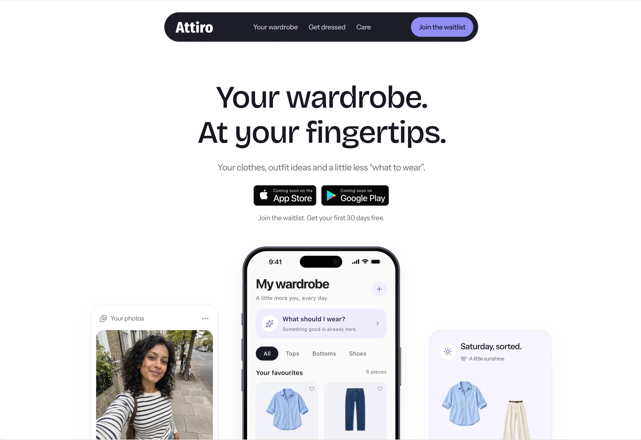 Attiro concept website exploring outfit discovery and wardrobe management