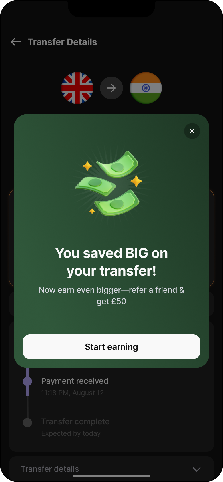 Referral benefit introduced after a transfer
