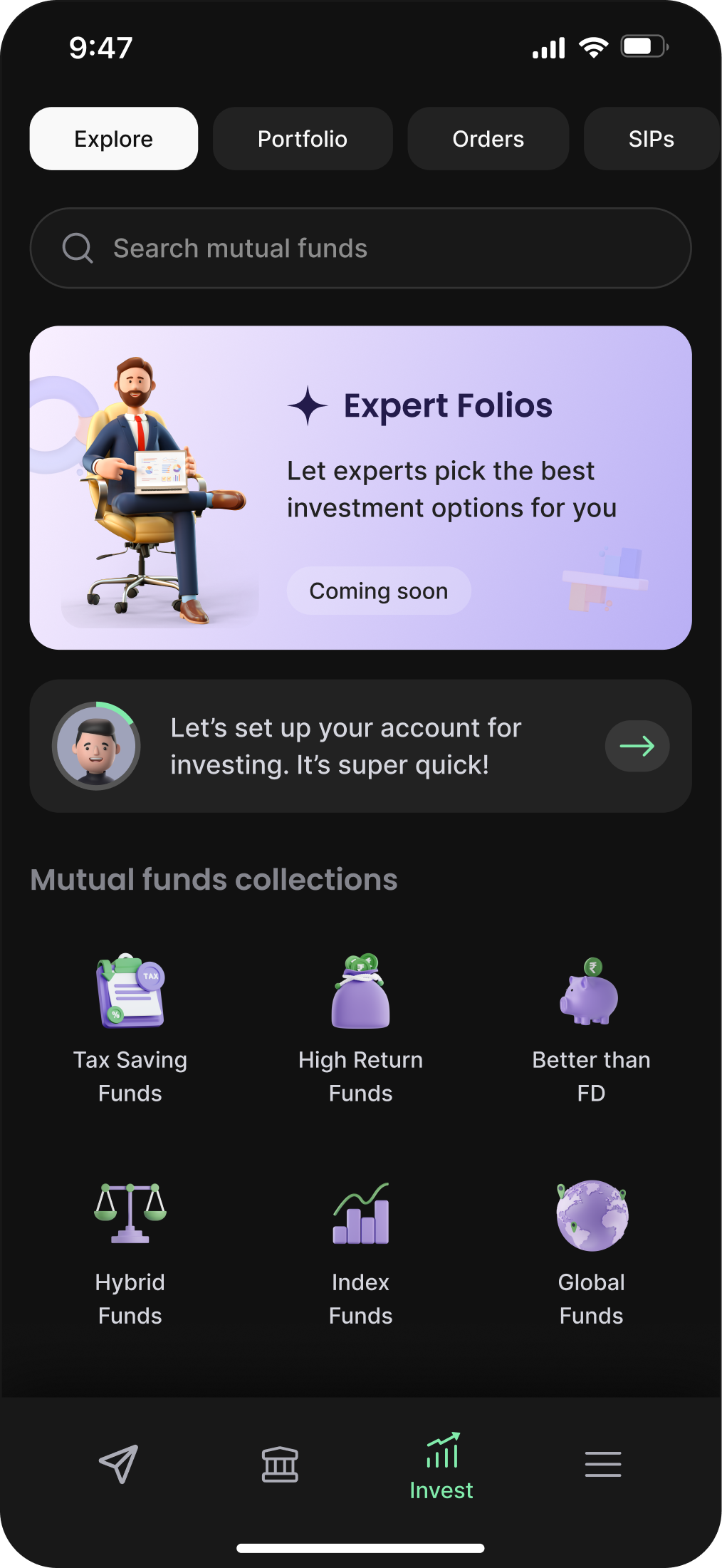 Mutual fund discovery and collections